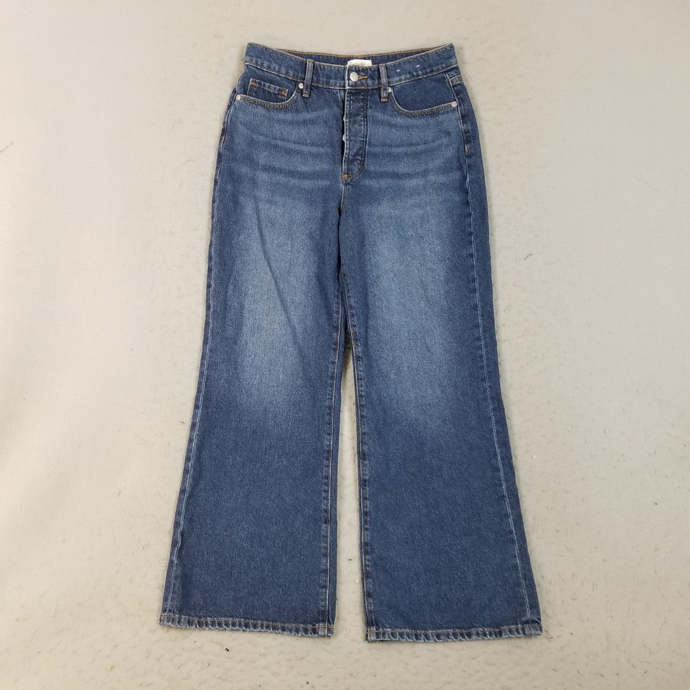 Rivete Denim Jeans Womens 25P Blue Relaxed Wide Leg High Rise 100% Cotton Petite